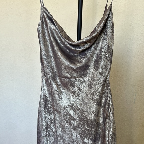 HOUSE OF‎ CB 'Gabrielle' Pewter Satin Maxi Dress NWOT size XL - Picture 10 of 15